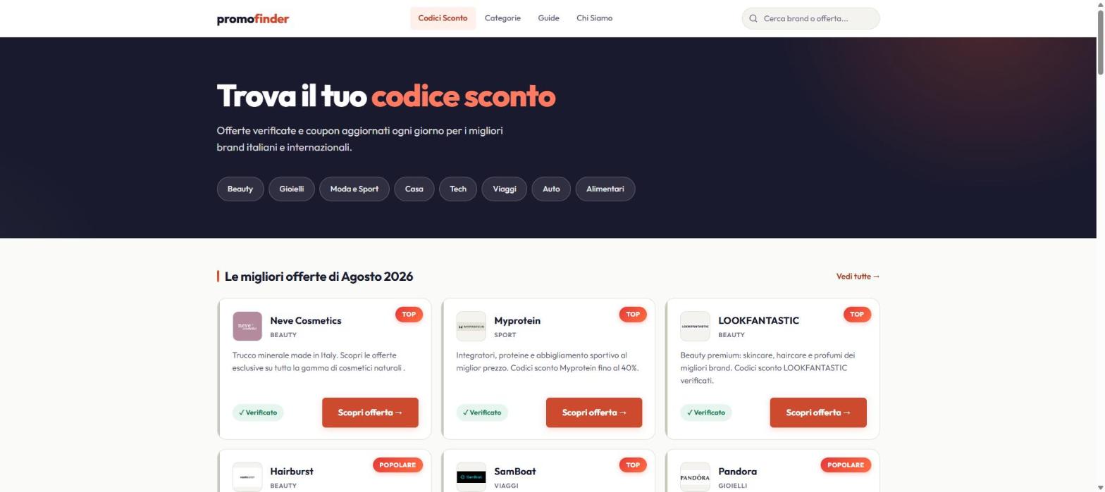 Screenshot homepage PromoFinder